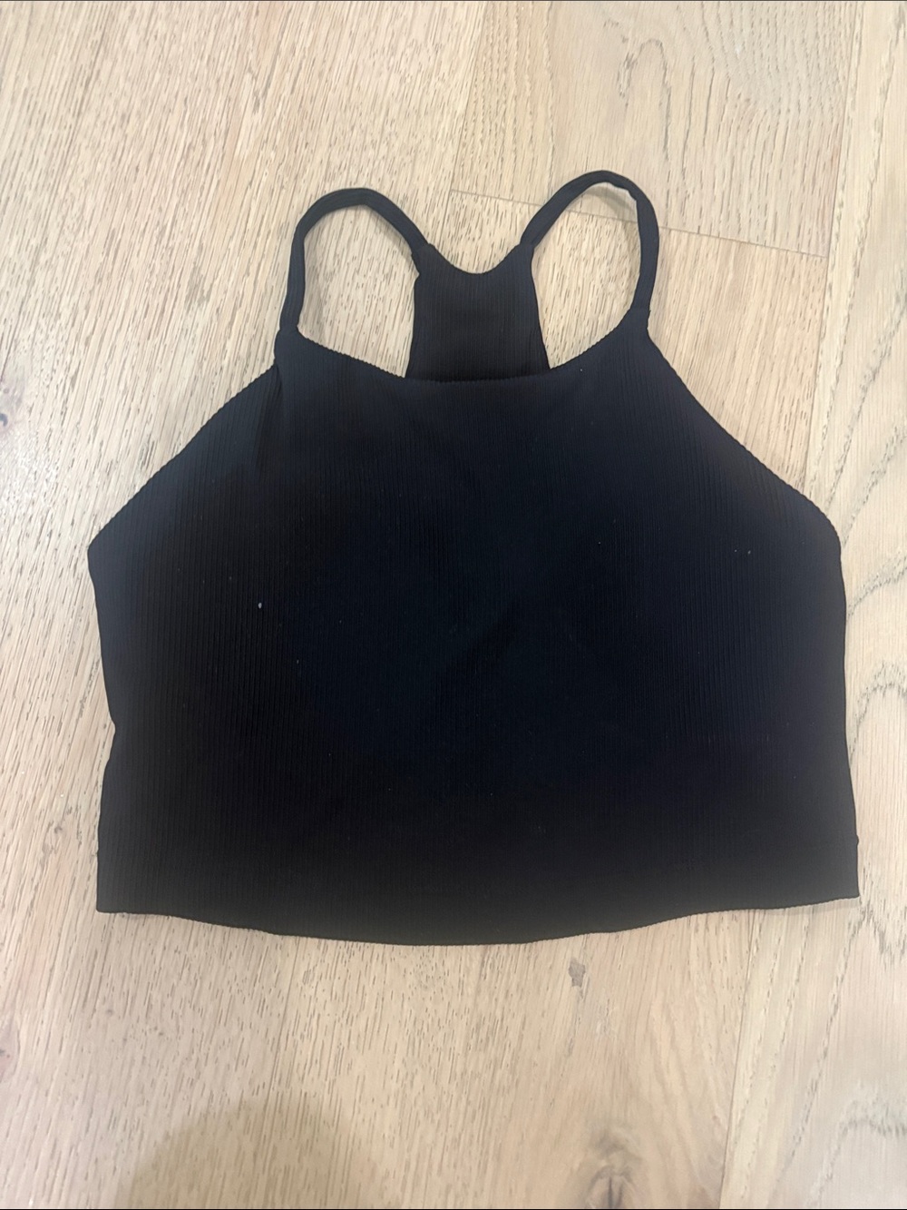 Racerback Crop Top - Black Built In Bra